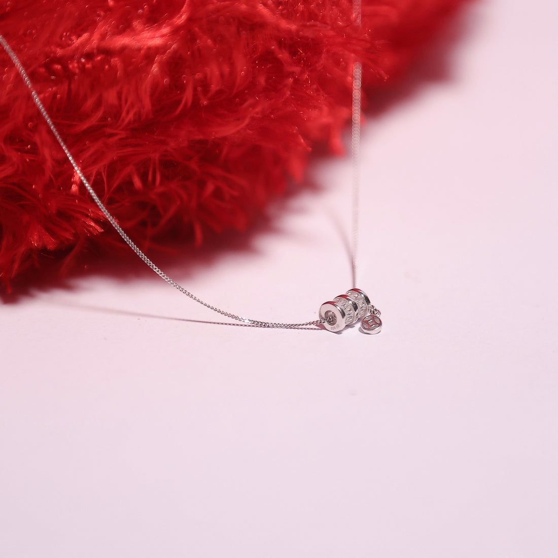 Triple Bead Charm 925 Silver Necklace
