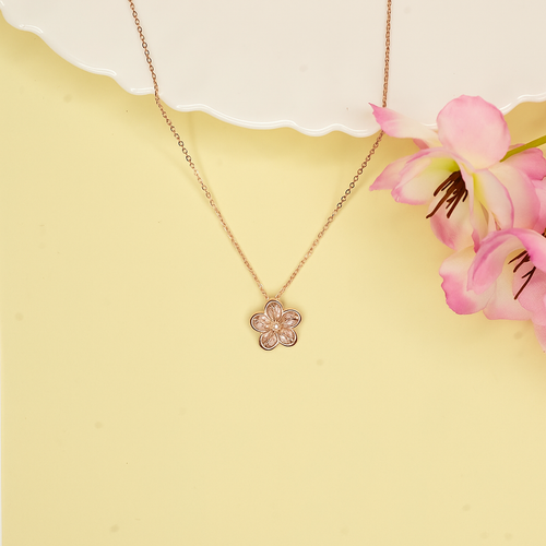 Rose Gold Blossom Pendant Necklace