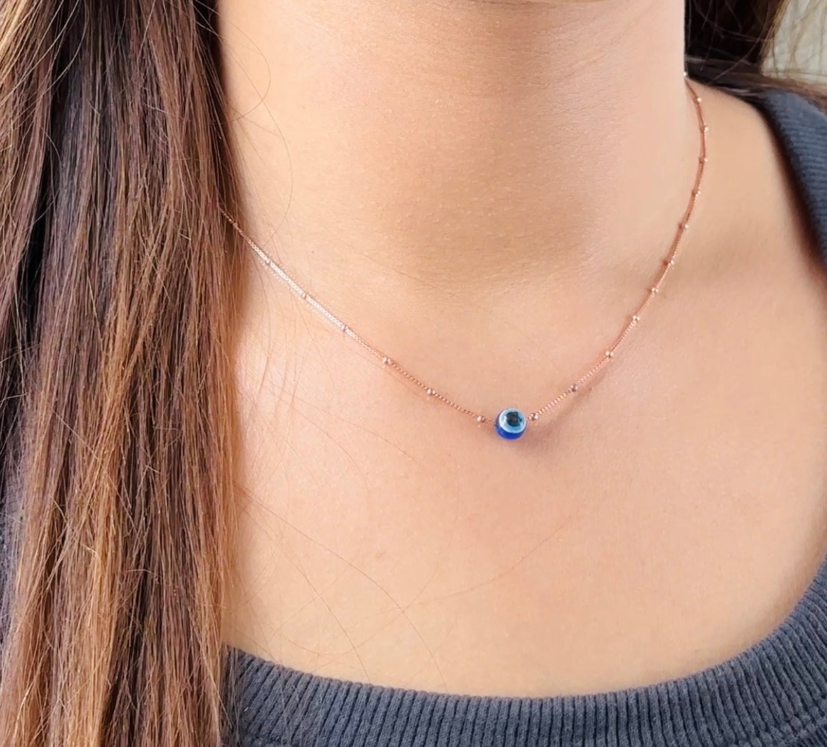Rose Gold Evil Eye Necklace