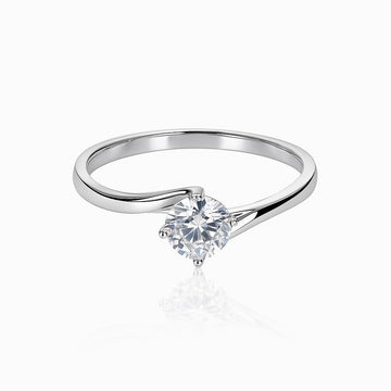 Twist Solitaire 925 Sterling Silver Adjustable Ring