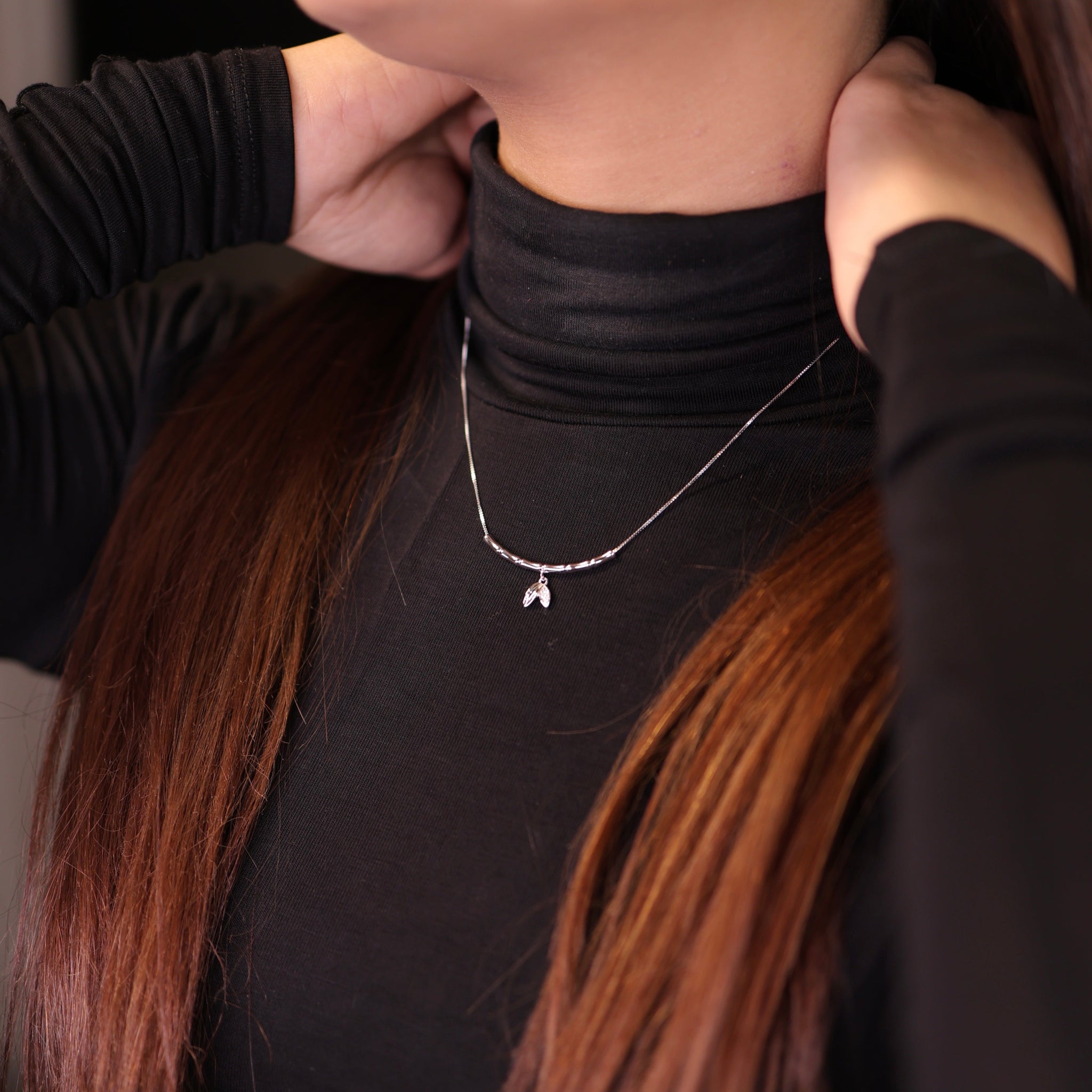 Silver Whisper Leaf Necklace