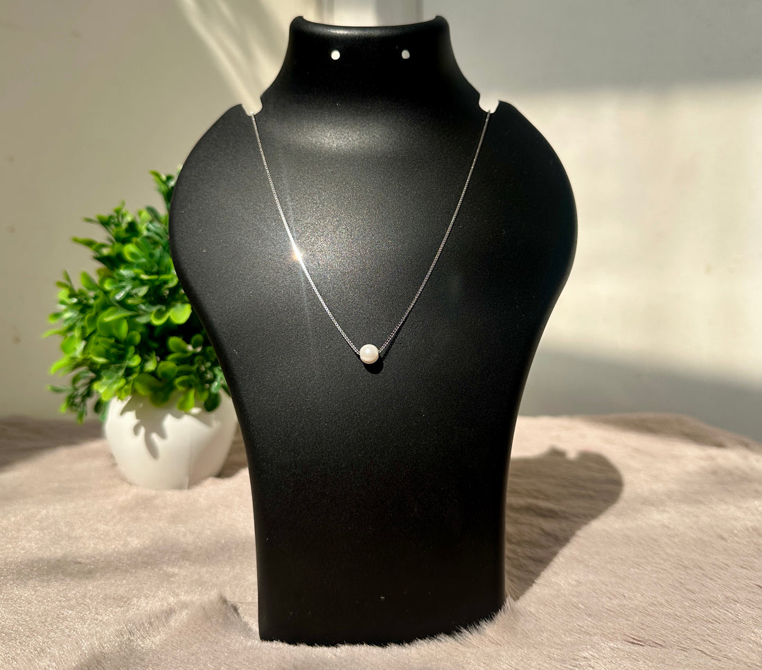 Sterling Silver Dainty Pearl Necklace