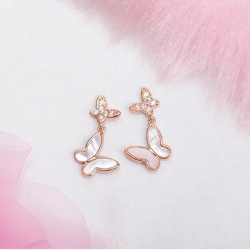 Butterfly Grace Rose Gold Earrings